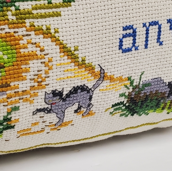 Handmade Cross Stitch Throw Pillow - Picture 7 of 13